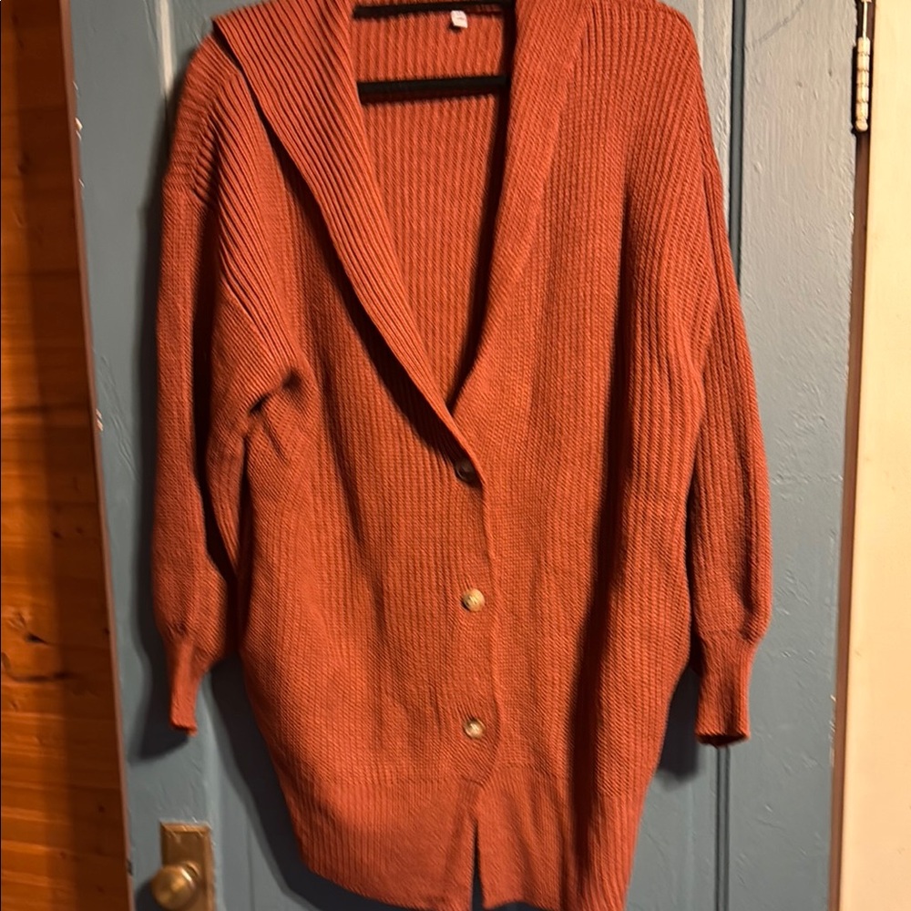 Cozy Rust Cardigan Sweater